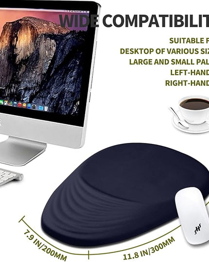 Hokafenle Ergonomic Mouse Pad Wrist Support, Terraced Slope Carpal Tunnel Wrist Pad for Mouse with Unibody Memory Foam, Wrist Rest Pain Relief Mousepad (Dark Blue, 11.8x7.9 in)