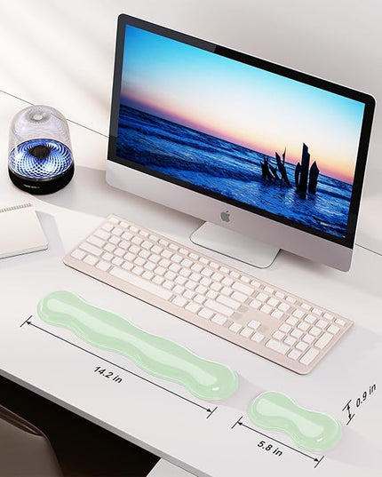 Gel Keyboard and Mouse Wrist Rest Set, Comfort Ergonomic Wrist Support, for Wrist Pain Relief, Computer Keyboard Wrist Rest (Green)