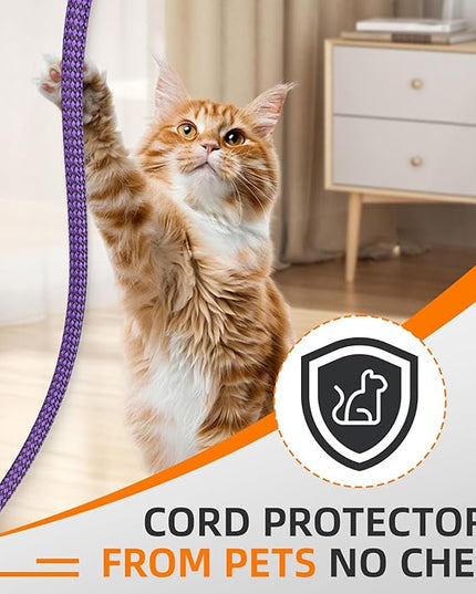 Braided Expandable Cable Sleeve, 25ft PP Cotton and PET Braided Cable Management, Flexible Mesh Wire Loom and Cable Protector for TV, Computer, Home Theater, Automotive (Purple, 5/16")