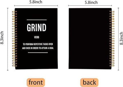 Grind Definition Motivational Notebook Journal, Inspirational Office Gifts for Coworkers Women Men, Entrepreneur Gifts, Inspiring Work Spiral Notebooks 5.5x8.3 Inch