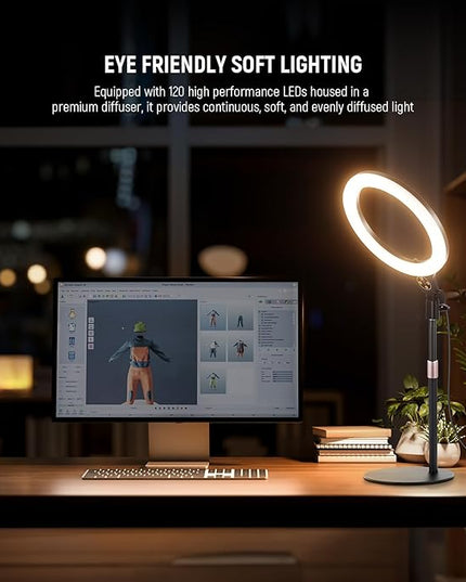 NEEWER Entry Level Version 10.5" Desk Ring Light with Stand/Phone Holder Compatible with iPhone/Remote, 10W CRI85+ LED Lighting for Streaming Recording Makeup Selfie Laptop Video Conference, N22