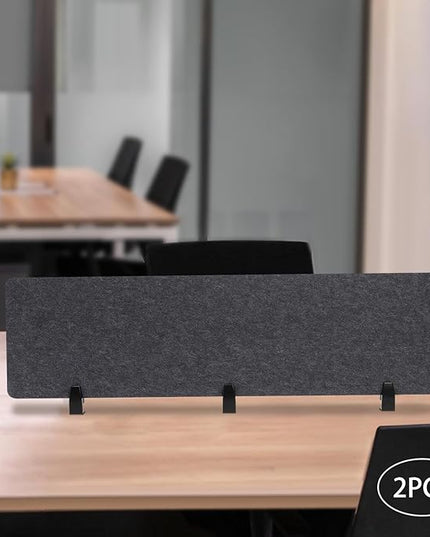 2pcs Privacy Panel, Standing Desk Divider 60"x16" Desktop Office Furniture Partitions, Clamp-On Acoustic Desk Divider Mounted Privacy Panel to Reduce Noise and Visual Distractions (Dark Grey)