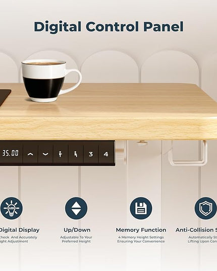 Adjustable Stand Up Desk Standing Desk, 40x24 Inches Home Office Desks with Memory Preset Computer Workstation, Splice Maple Top + White Frame