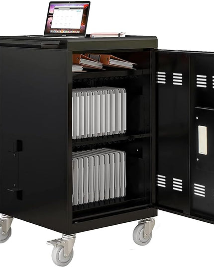 Laptop and Tablet Storage Cart,with Combination Lock Mobile Charging Cabinet for Up to 30 Unit,with Charging Port Screen Size Up to 16.3",Charging Cart for Tablets,Laptops,Suitable for School,Business