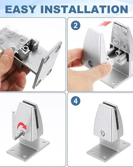 PATIKIL 6 Pcs Adjustable Desk Divider Partition Clips, T-Shape Aluminum Sneeze Guard Support Clamps Desktop Divider Clips for Offices Stores Counter Privacy Panel,Matte White