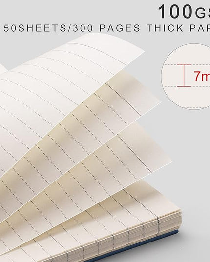 EMSHOI B5 Spiral Notebook College Ruled Lined Journal, Large 7.48" X 10.15", 300 Pages/150 Sheets, 100gsm Thick Paper, Waterproof Hardcover, for Office School Women Men Work Writing Notes, Blue