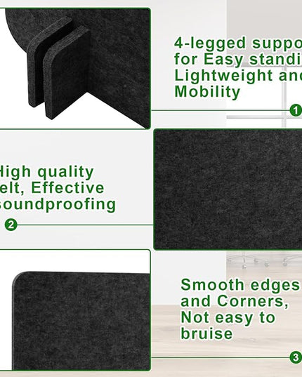 Kisston 6 Pack Acoustic Desk Divider Desk Partition 24 x 24" Stand Up Freestanding Desk Privacy Panel Noise and Visual Distractions Reducing Table Divider for Student Reception Area Office(Dark Gray)