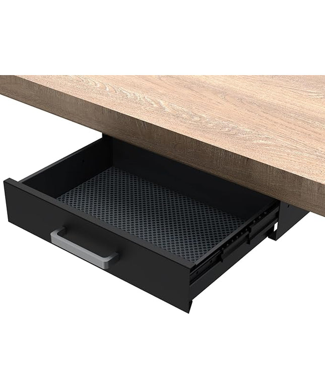 UNITEDPOWER Under Desk Drawer Storage, Pull-Out Office Hidden Counter Drawer, Metal Sliding Organizer Mount Below Table for Standing Electric Adjustable Height Desk, Black