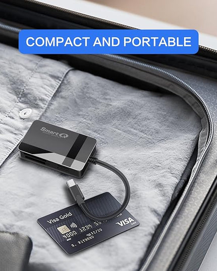 SmartQ SD Card Reader, 4-in-1 USB C 3.0 SD/Micro SD/MS/CF Memory Card Reader, Adapter for Camera, Compatible with MacBook Pro, MacBook Air/iPad Pro, Samsung Galaxy S10/S9/S8, Surface Book 2