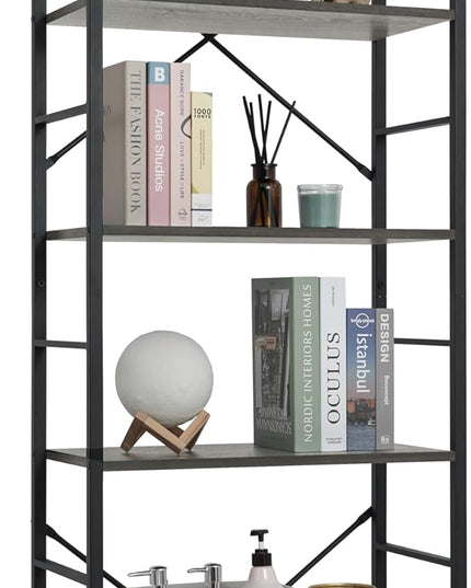 CAPHAUS 6 Tier Bookshelf, 24 Inch Width Free Standing Shelf, Bookcase Shelf Storage Organizer, Industrial Book Shelves for Home Office, Living Room, Kitchen, Dark Grey Vintage Shelves & Metal Frame