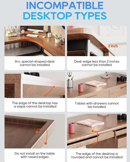 NODOCA No Drill Under Desk Cable Management Tray, 14'' Wire Management, Punch-Free Clamp on, Metal Cable Tray, Wire Organizer Under Desk, Under Desk Basket for Office and Home, White(2 Packs)