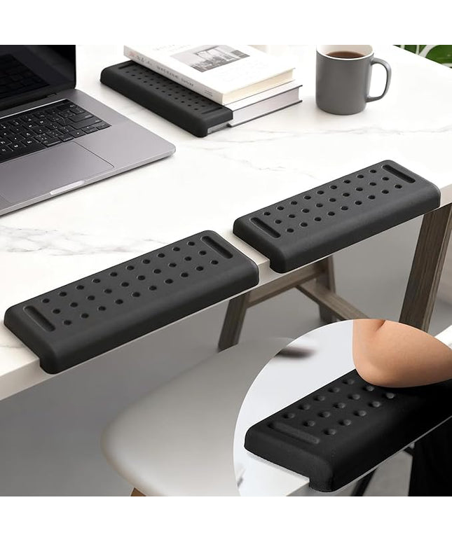 VAGAU L-Shaped Arm Rest for Desk, Memory Foam Elbow Support Padding Set with Non-Slip,2-Piece Ergonomic Desk Edge Cushion & Wrist Rest for Computer Keyboard, Office and Home Use (Black)