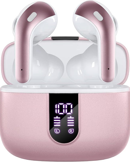 TAGRY 2 Sets X08 Pink and Forest Green Bluetooth Headphones True Wireless Earbuds 60H Playback Ear Buds with Wireless Charging Case in-Ear Earbuds with Mic