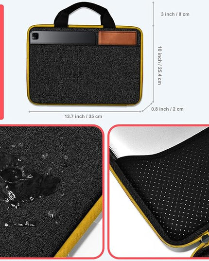 Hseok Laptop Case 13.3-14 inch Briefcase Handbag, Water-Resistant and Shockproof Computer Sleeve Compatible with MacBook Pro 14", Mac Air/Pro 13.3" and 13"-14" Notebooks Chromebooks,Black-Yellow