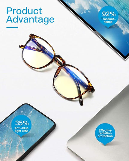 CNLO Blue Light Blocking Glasses,Computer Glasses,Anti Eyestrain, Lightweight Frame Eyeglasses,Men/Women… (Amber)