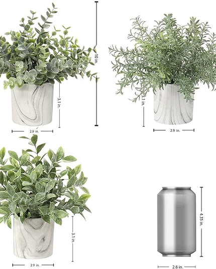 Hollyone Faux Plants Indoor Artificial Mini Potted Plants Plastic Green Plant Small Fake Plants Eucalyptus Decor in Pots for Home Table Room Bathroom Decor