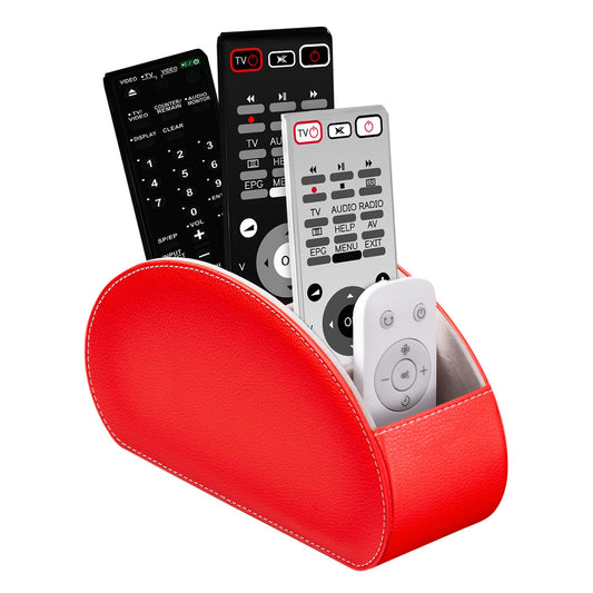Remote Control Holders Organizer Box with 5 Compartment PU Leather Caddy