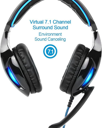 SADES SA902 7.1 USB Surround Sound PC Headsets Over-Ear Gaming Headphones with Microphone LED Light
