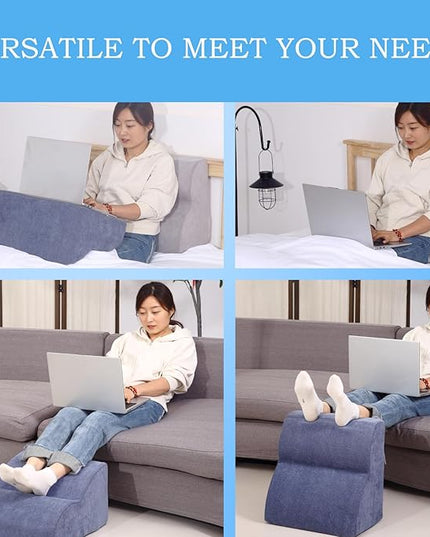 Foot Rest for Under Desk at Work.Multifunctional 3-Tier Foot Stool,with Washable Footrest.for Under Desk,Office Chair Gaming Chair & Sofa,Leg Elevation Pillow,Supports Posture-Light Blue