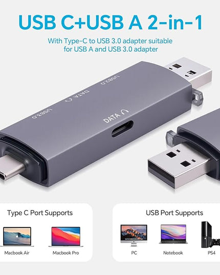 CHONCHOW USB Hub for Laptop, Aluminum 4 Ports USB Hub 3.0 USB Splitter Ultra-Slim Data Hub, USB Extender USB Multiport Adapter USB C Hub for Laptop,PC,Mac,Printer,Flash Drive,Mobile HDD,Phone and More