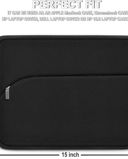 Laptop Sleeve 15 inch, Portable Monitor Protective Cover with Front Pocket, Laptop Case for 2023 MacBook Air 15 inch M2 A2941/Pro A1990 A1707, Computer Bag for HP ASUS Dell Acer Lenovo, Black