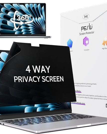 Peslv 360° 4 Way Privacy Screen for MacBook Pro 14 Inch (2021-2025, M1, M2, M3, M4, M5), Anti Glare Blue Light Spy Filter Private Cover, Bubble-Free Black Security Protector for Mac Laptop