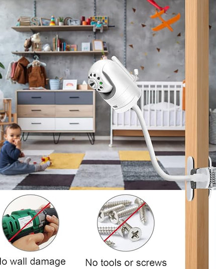 Flexible Clip clamp Mount Compatible with Infant Optics DXR-8 and DXR-8 PRO Video Baby Monitor Camera 15.7 inches Flexible Long Gooseneck Arm, Baby Monitors Holder for Crib Baby Camera Stand