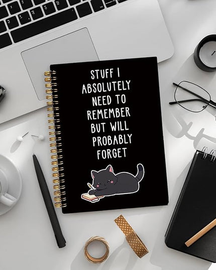 LIANGW Funny Black Cat Spiral Notebook Journal, Black Cat Lovers Gifts Journal for Writing, Pet Cats Mom Lady Owner Gifts, Cats School Office Stuff Supplies, 5.5x8.3 Inch