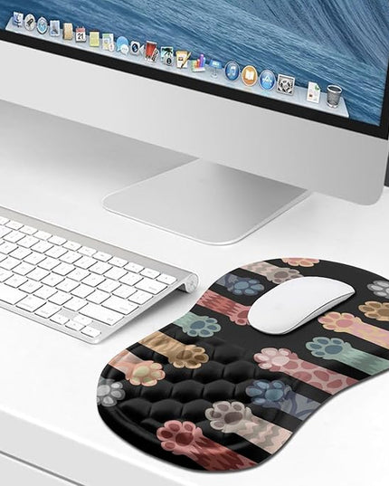 Hokafenle Ergonomic Mouse Pad Wrist Support, Wrist Rest Mousepad for Carpal Tunnel Pain Relief with Integrated Memory Foam Slope Massage Bulge (11.8x7.9 inch,Cute Cat Claw
