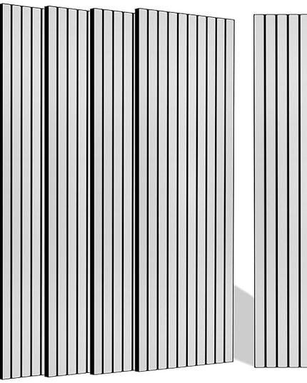 BUBOS 10 Pack Large Acoustic Panels, 48"X 12"X 0.4" Sound Proof Panels for Walls,Decorative Self-Adhesive Acoustical Wall Panels,3D Slat Sound Panels for Home Office Studio (White 01)