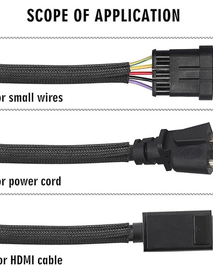 10ft - 1/4 inch Cord Protector Cable Sleeve Split Wire Loom Tubing for Power Cord Audio USB Cable, Cord Sleeve Cable Management for TV Computer, Cord Protectors from Pets Chewing, Black
