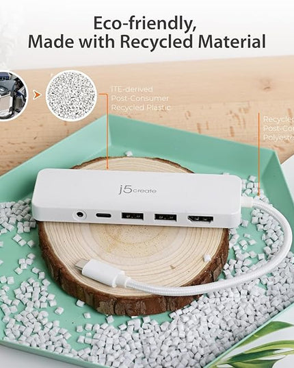 j5create USB-C Multi-Port Hub with Power Delivery with 4K HDMI/2 USB-A 5Gbps/PD 100W Charging SD&Micro SD/3.5mm Audio | for MacBook Pro&Air/iPad Pro/iMac/Surface/XPS/Thinkpad/Galaxy/and More(JCD373EW)