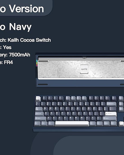 KEEBMONKEY WOBKEY Crush 80 Reboot CNC Aluminum 5-Second Quick-Release Triple-Mode Connectivity Mechanical Keyboard with Superior Acoustics (Pro Navy)