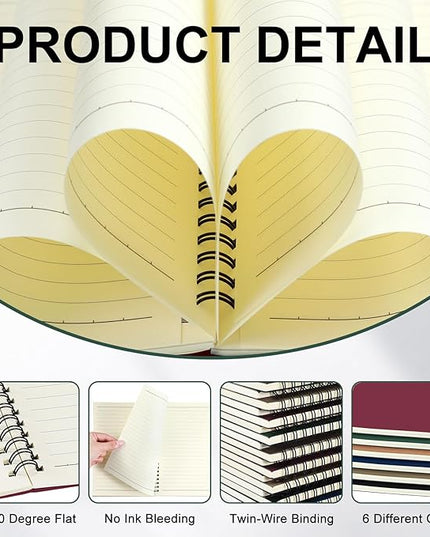 Yahenda Spiral Notebook College Ruled Journals Notebooks Lined 8.3 x 5.5 Inch Note Books Bulk A5 Writing Notebooks Thick Paper Notebook for Office Business School Supplies (Classic Colors,54 Pcs)