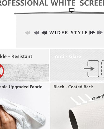 【Wider Style】 RAUBAY 78.7 x 82.7in Large Collapsible White Backdrop Screen Portable Retractable Panel Photo Background with Stand for Video Conference, Photographic Studio, Streaming