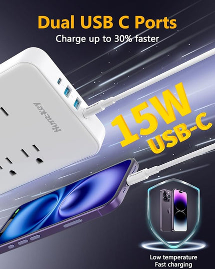 Innovative Power Strip, Cord Removable Design, Huntkey 6 Outlets Surge Protector with 4 USB Ports (2 USB-C, 2 USB-A), ETL Listed, Customize Cord Length