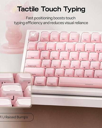 EPOMAKER Lusterfly Jelly Keycaps Set - 123 Keys Double-Shot Laser Engraved, MDA Profile, ABS+PC, Non-Shine-Through, MX-Compatible for 61/68/84/87/98/100/104-Key Mechanical Keyboard (Pink)