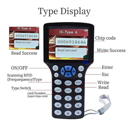 300CD RFID Reader Writer Black (RFID Copier Multi-Frequency RFID Writer RFID Card Reader Smart Card Decoder with Free Software and USB for Access Control Home Security)
