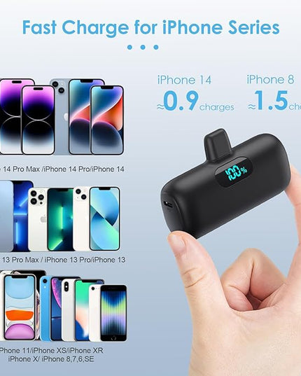 [2 Pack]Small Portable Charger for iPhone,Upgraded 5000mAh PD Fast Charging Power Bank,Cute Mini Portable Phone Charger Battery Pack Compatible with iPhone 14/14 Pro Max/13/13 Pro/12 Pro/11/XR/X/8 etc