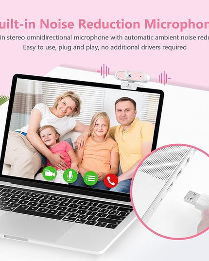 NexiGo N660P 1080P 60FPS Webcam with Software Control, Dual Microphone & Cover, Autofocus, HD USB Computer Web Camera, for OBS/Zoom/Skype/FaceTime/Teams/Twitch, Pink