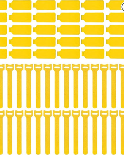 60 Pcs Reusable Cable Labels & Hook and Loop Cord Ties – 30 Wire Labels + 30 Cable Tags for Electronics, Home Office Cord Management, Residue-Free, Quick-Drying Marker Included
