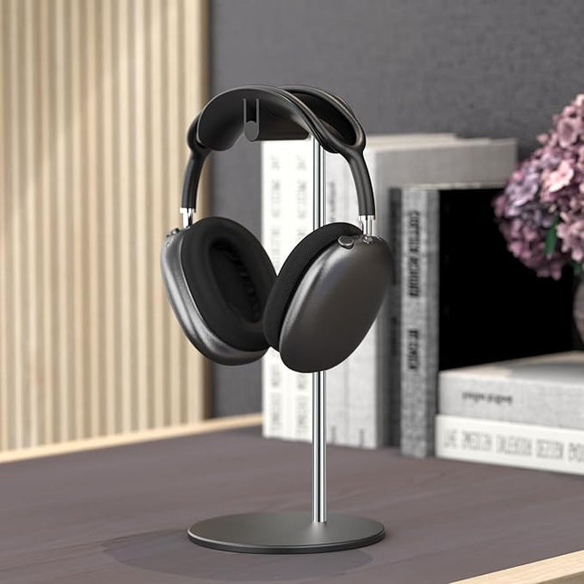 SHUOSUO Headphone Stand, Headset Holder with Solid Base for Desk, Compatible with AirPods Max, Beats, Bose, B&O, Sony, Sennheiser, Gaming, etc (Black)