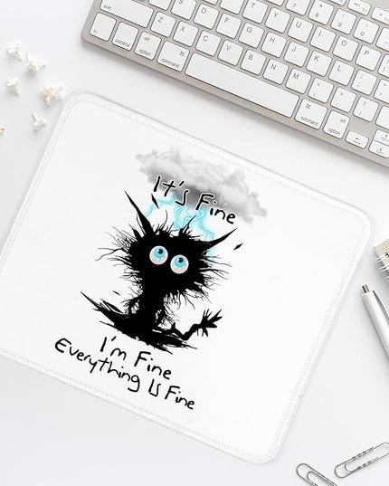Cat hit by Lightning Square Mouse Pad,Non-Slip Rubber Base Mouse Pad, Home Office Decoration Desktop Accessory,Laptop Mouse Pad for Office Laptops,9.4x7.8x0.12in.