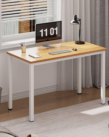Need Computer Desk 39.4 inches Computer Table Writing Desk Workstation Office Desk, Teak White