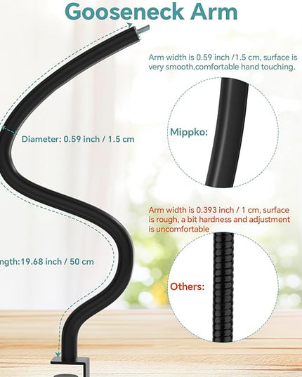 Microphone Stand,50 cm Long Flexible Gooseneck Arm Desktop Clamp Mount,Universal Heavy Duty Mic Clip Holder 3/8" to 5/8" Adapter,Compatible with Shure/Fifine/HyperX /AT2020 /Pyle/Blue Snowball/Razer