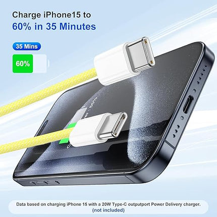 USB C to USB C Charging Cable,3-Pack [3.3/6/10FT] (60W)Nylon Braided Type C Fast Charge Cord,USBC Fast Charging Cable for iPhone 15/15 Pro Max/15Pro/MacBook Air 2023/iPad Pro 2023,iPad Air 5,and More