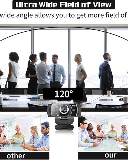 Webcam with Microphone 1080P 60FPS, Privacy Cover Web Camera for Desktop, Autofocus, Dual Noise-Cancelling Mics Streaming Webcam for Gaming, Laptop/Mac/Zoom/YouTube/Video Calling/Office