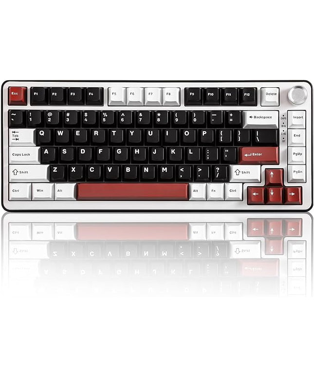 YUNZII B75 PRO Wireless Mechanical Keyboard,75% Layout with Knob,Hot Swap Gasket Custom Structure,Creamy Pre-lubed Switches,RGB Backlit,Bluetooth/Type-C/2.4G for Win/Mac(Milk Switch,Black)