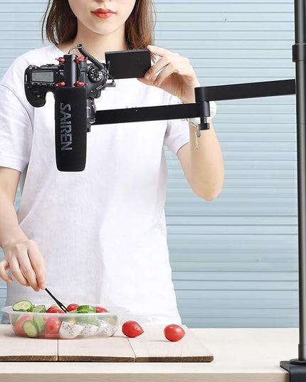 ULANZI Camera Desk Mount Stand with Flexible Arm, Overhead Mount, Articulated Arm with 360° Rotatable Ball Head, Aluminum Desk Mounting Stand for Ring Light/DSLR Camera/Webcam/Panel Light