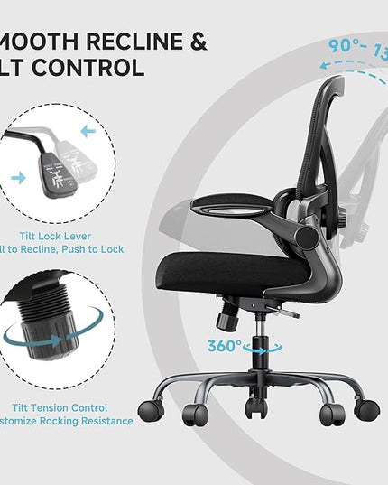 Mesh Office Chair, 330LBS Ergonomic Desk Chair with Adjustable Lumbar Support, Executive Computer Chairs for Home Office, Black